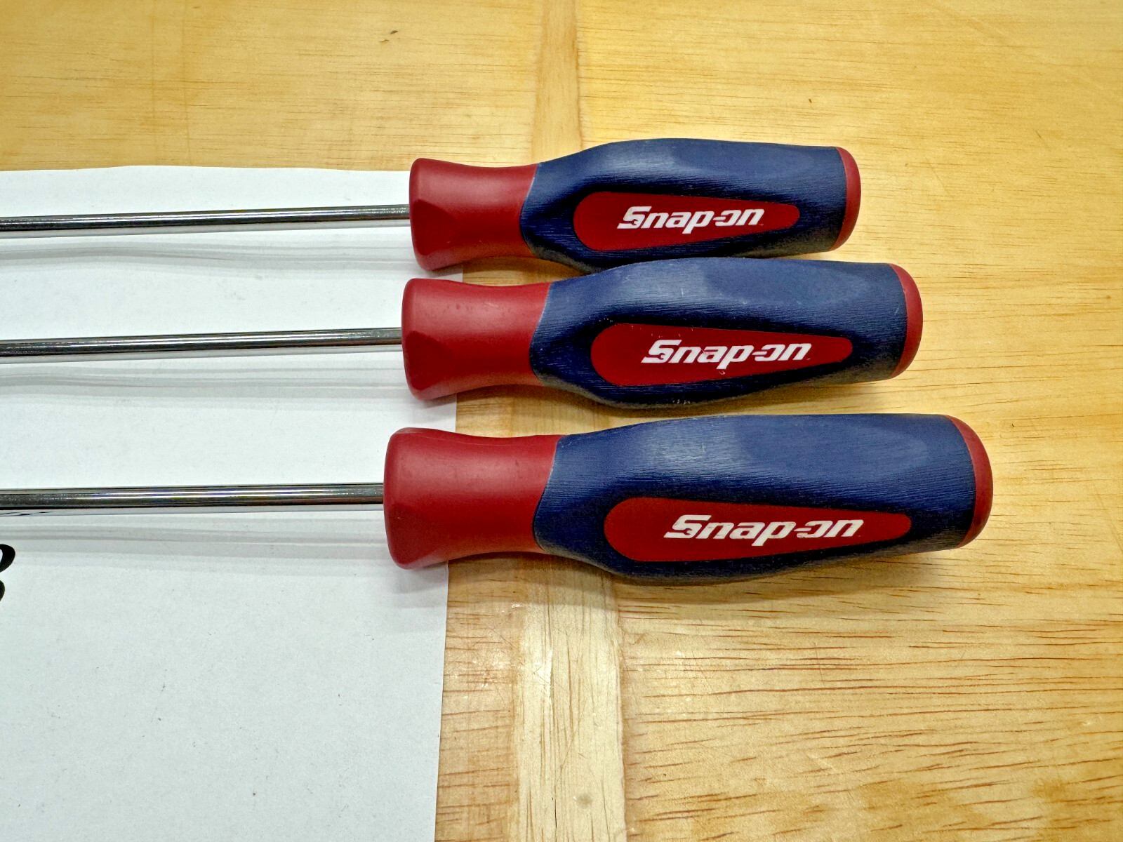 Snap-on Tools 3pc Instinct Hard Grip ALL P2 LONG Screwdrivers RED WHITE BLUE RWB