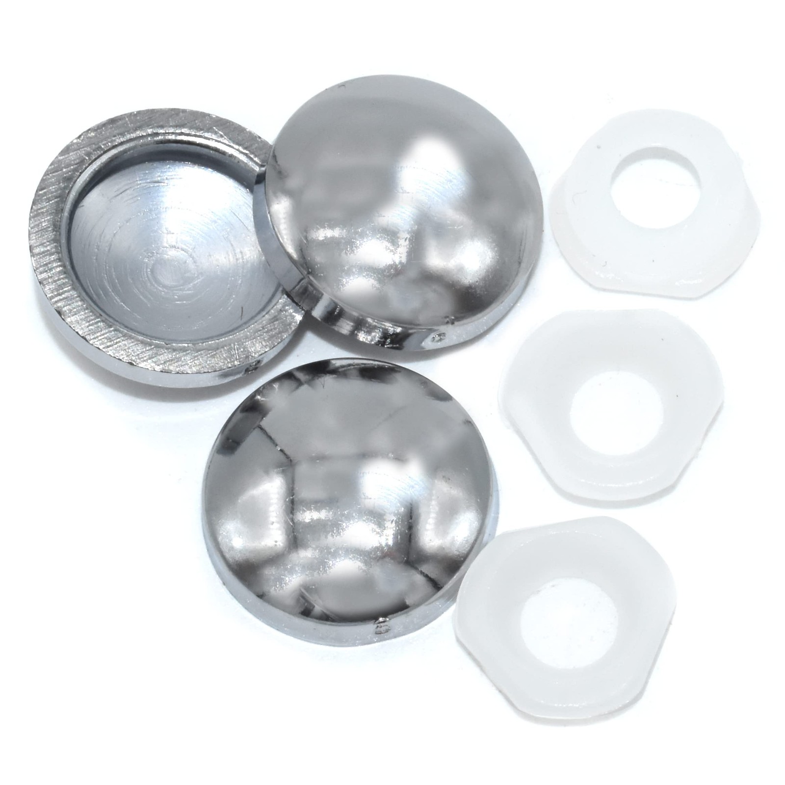 10 x Small Chrome Dome Screw 10 x Cover Caps,