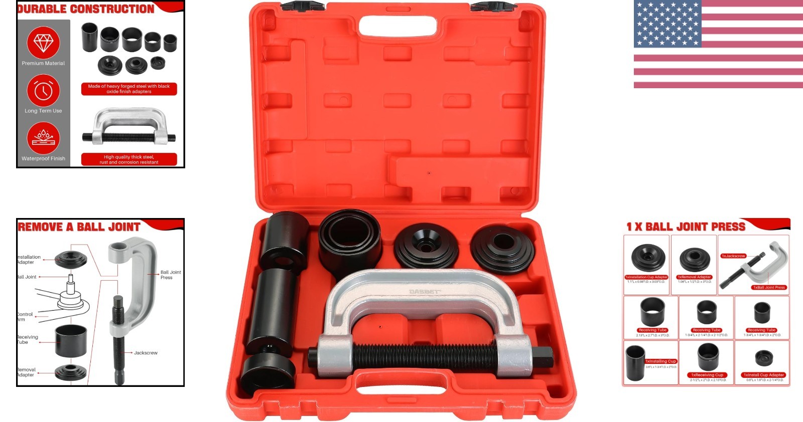 Heavy Duty Ball Joint Press & U Joint Removal Kit for 2WD/4WD Vehicles – 10PCS
