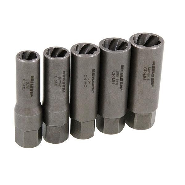 3/8″ Drive Deep Twist Socket Set Bolt Nut Extractor Removal 5pc (Neilsen CT5520)