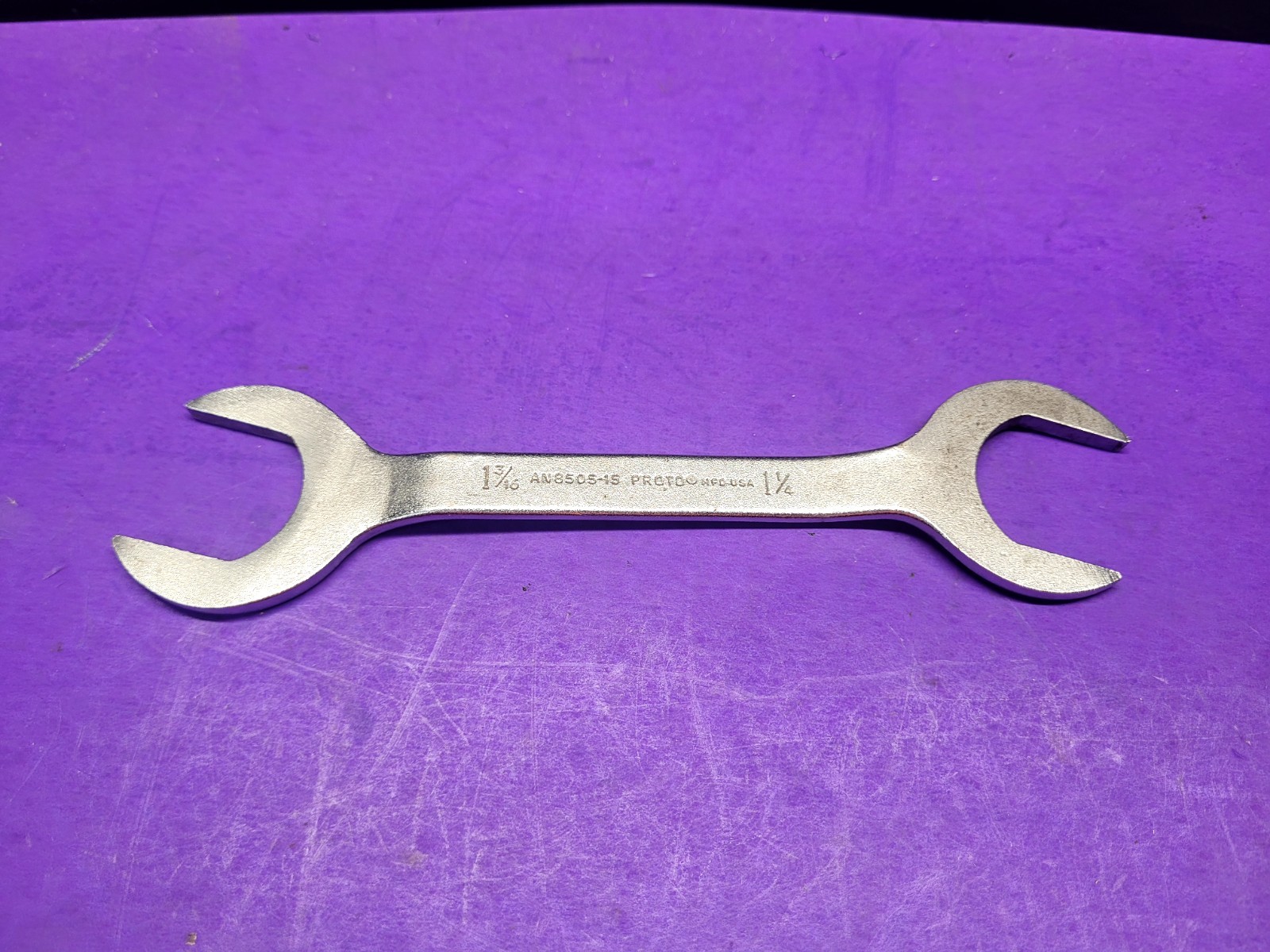 VINTAGE PROTO OFFSET OPEN END WRENCH 1-3/16- 1-1/4 AN8505-15. USA