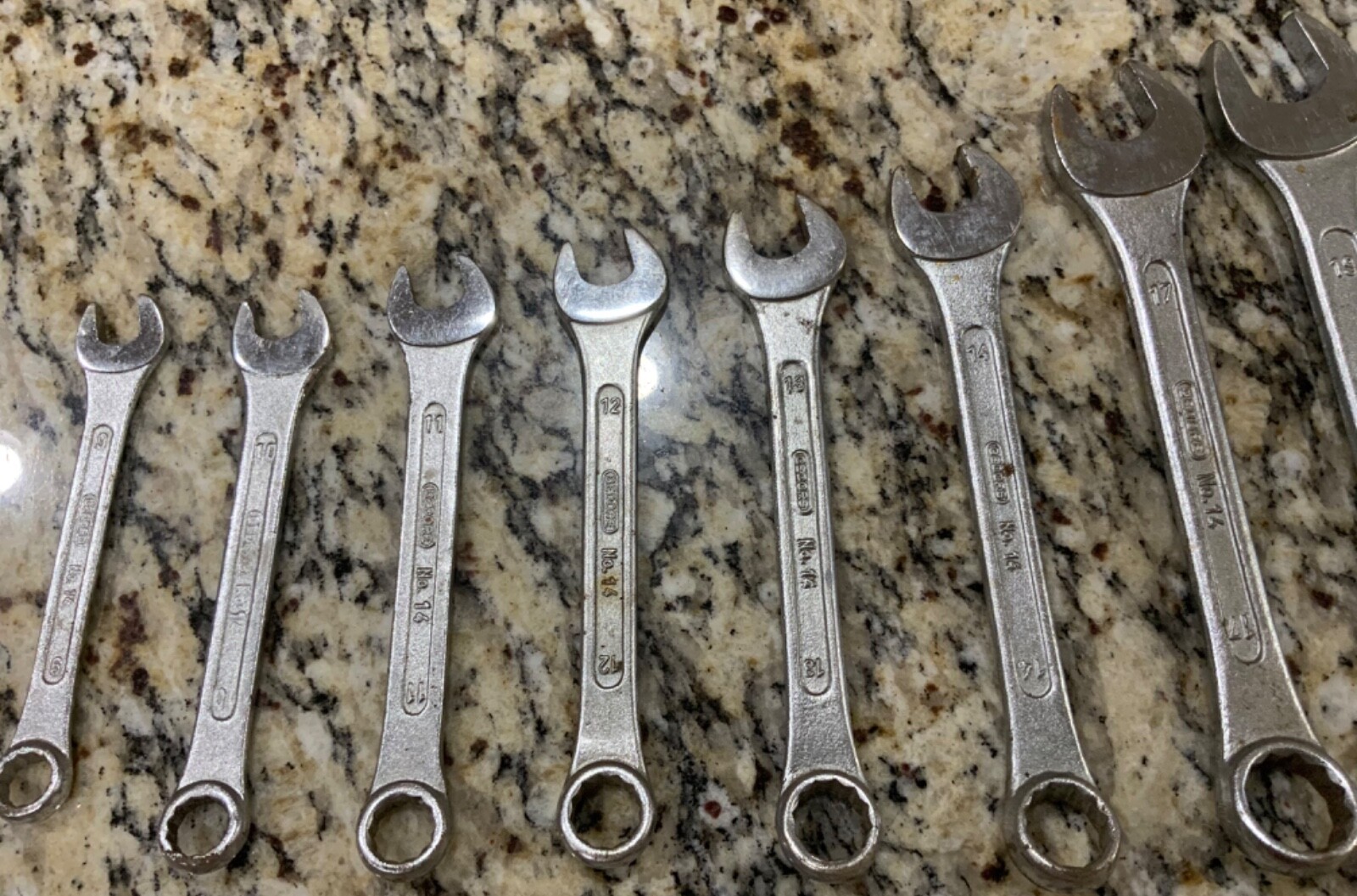 Gedore 8 Piece No. 14 12 Pt. Combination Metric Wrench Set Vintage Drop Forged