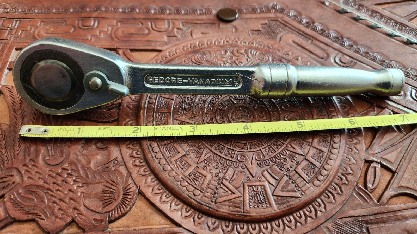 RARE Gedore Vanadium No. 3093U Made In Germany 3/8 Ratchet, W/ Dual Oiler Ports.