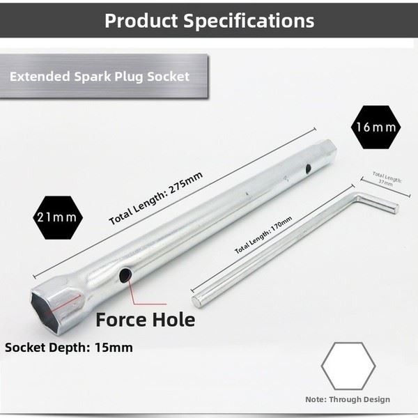 Ignition Socket Wrench 16mm 21mm with Extended Tube Length for CRV Repair