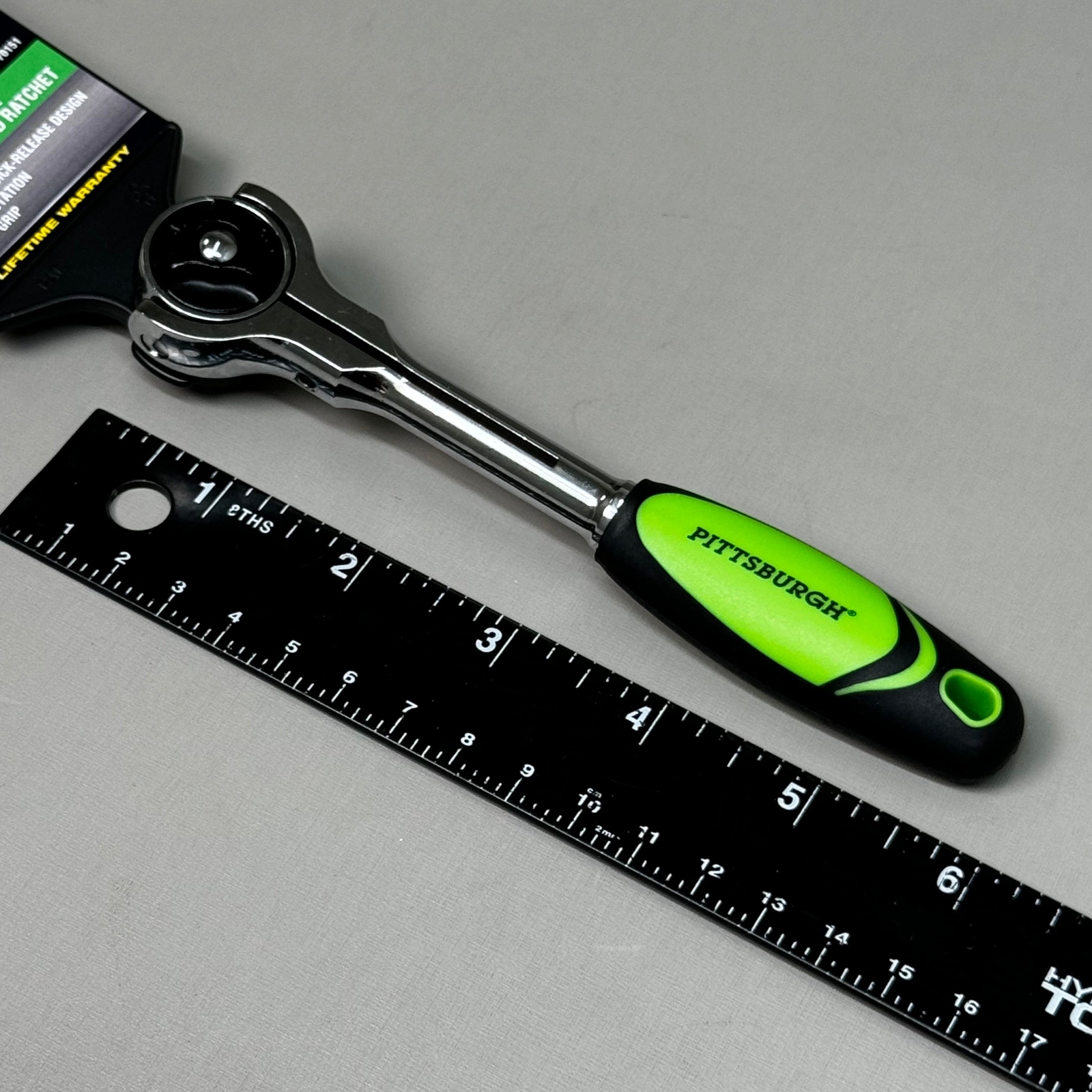 PITTSBURGH AUTOMOTIVE 270° Quick Release Swivel Head Ratchet 1/4″ Green 70151