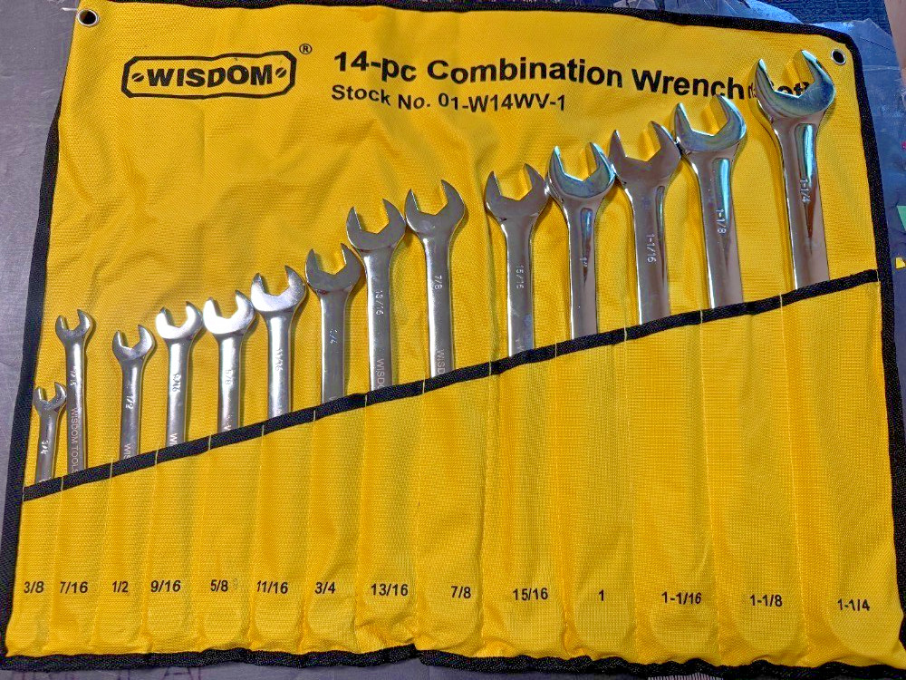 Wisdom 01-W14WV-1 – 14pc SAE Long Pattern Combination Wrench Set (3/8″-1-1/4″)