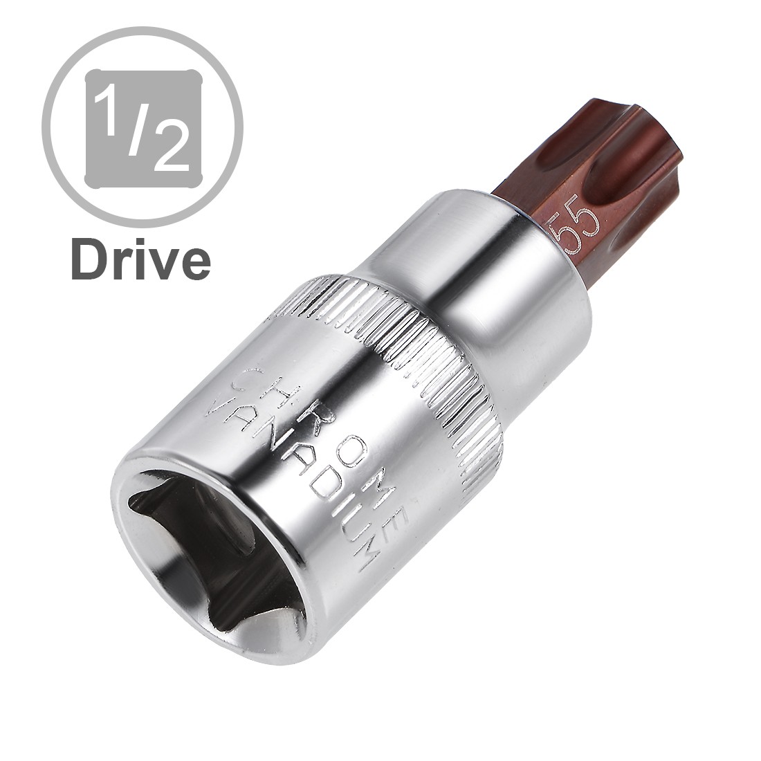 1/2-Inch Drive T55 Torx Bit Socket S2 Steel 55mm Length