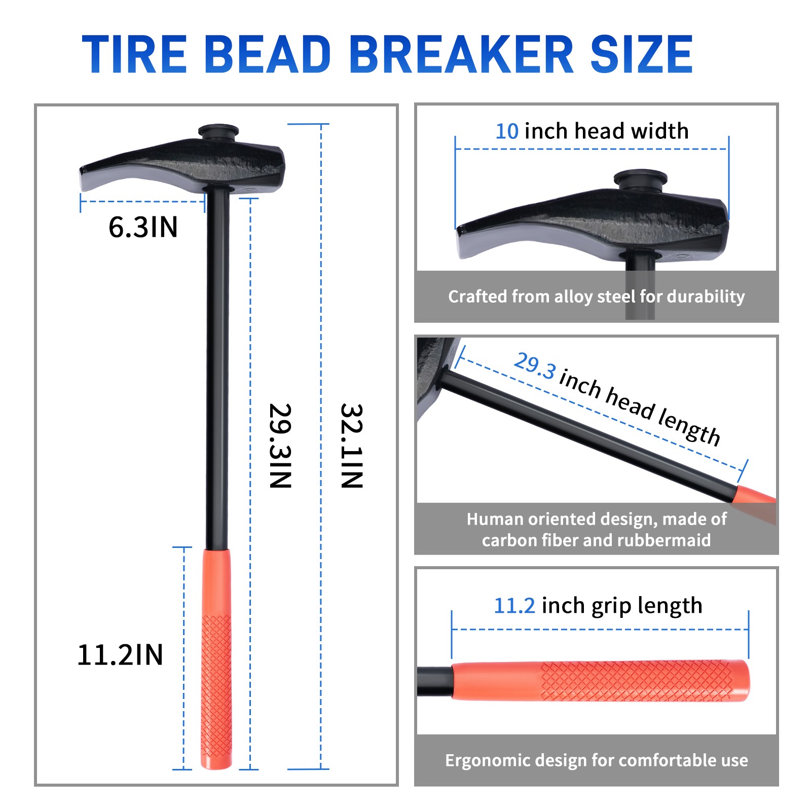 Tire Hammer 35429 Tire Bead Breaker Tool for Tire Removal Tire Tools 32″ Handle