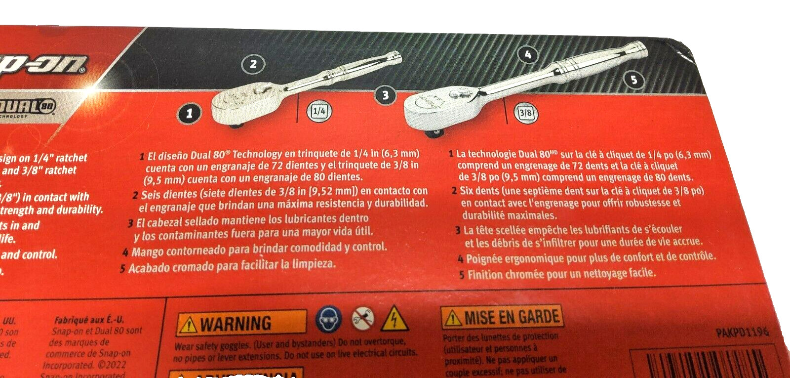NEW Snap-on™ 3/8″ & 1/4″ Drive Chrome Ratchet Set F80CE T72CE