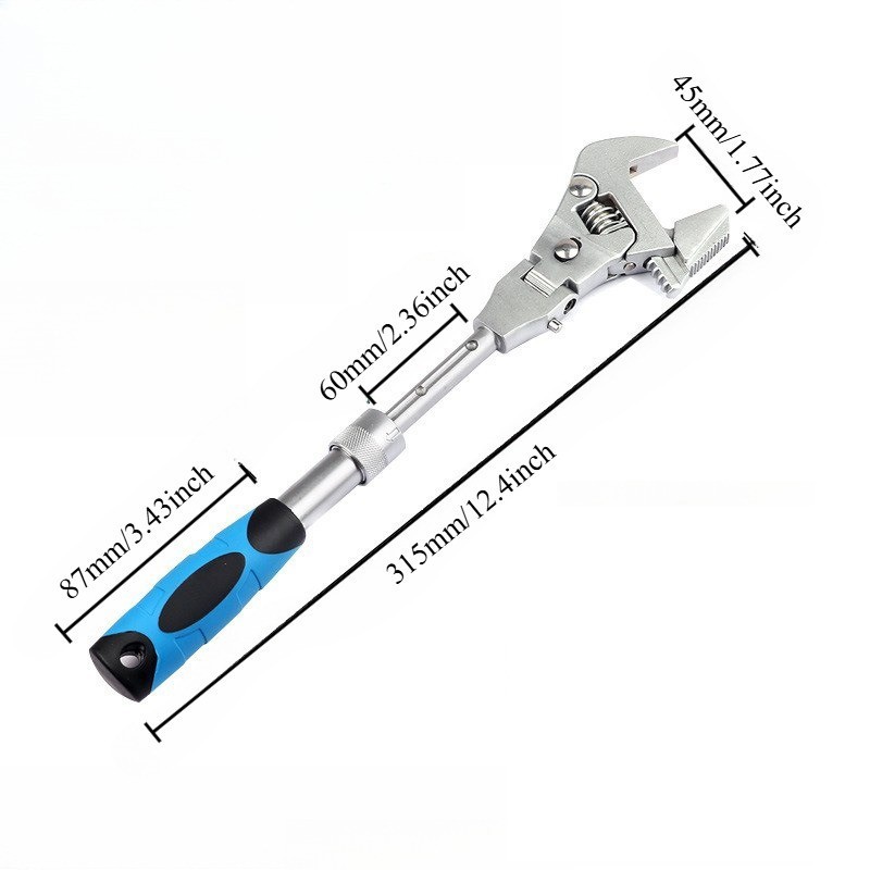 5 in 1 10″ Adjustable Torque Wrench Ratchet Wrench 180 Degree Folding Spanner