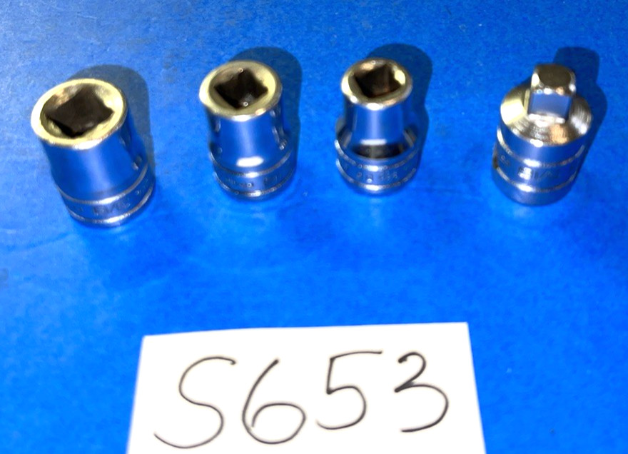 SNAP-ON TOOLS 4 PIECE 3/8 DR. SAE. INTERNAL & EXTERNAL PIPE PLUG SOCKETS
