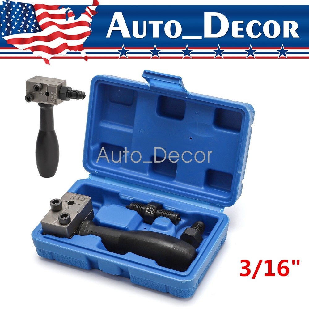 Car Brake Line Double Flaring Kit 3/16″ 45° Handheld Pipe Flares Tool w/ Storage