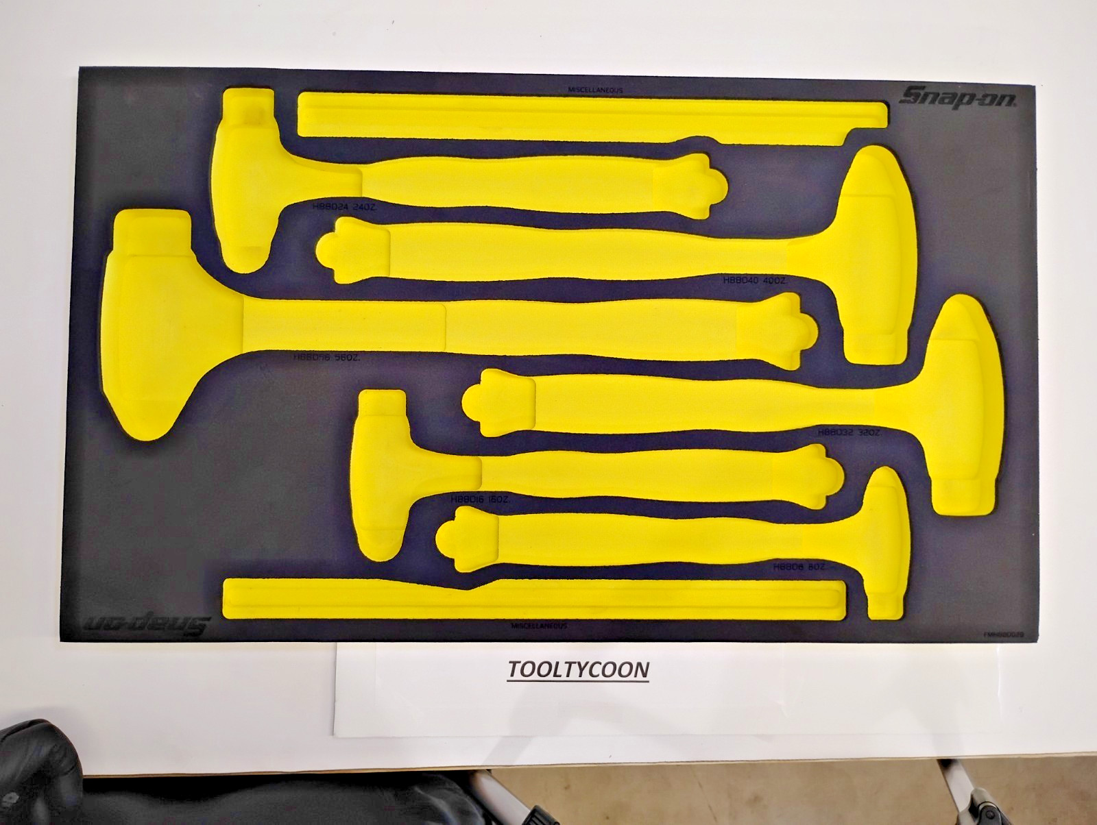 Snap-on Tools HI VIZ FOAM for 6pc Ball Peen Hammer St STAINS ON REAR FMHBBD028HV