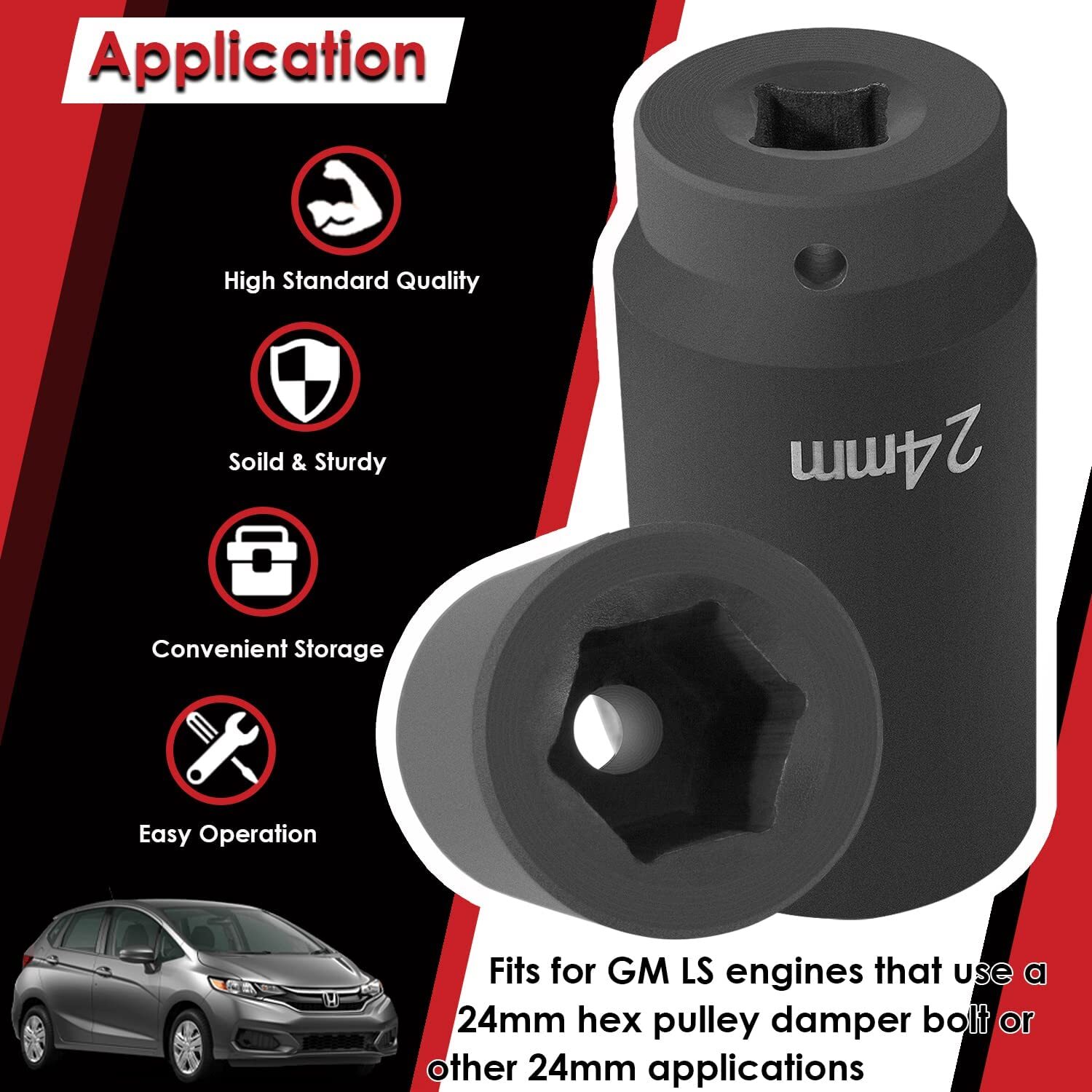 For GM LS Engines 24mm Harmonic Balancer Socket 77070 3 Times Momentum Power
