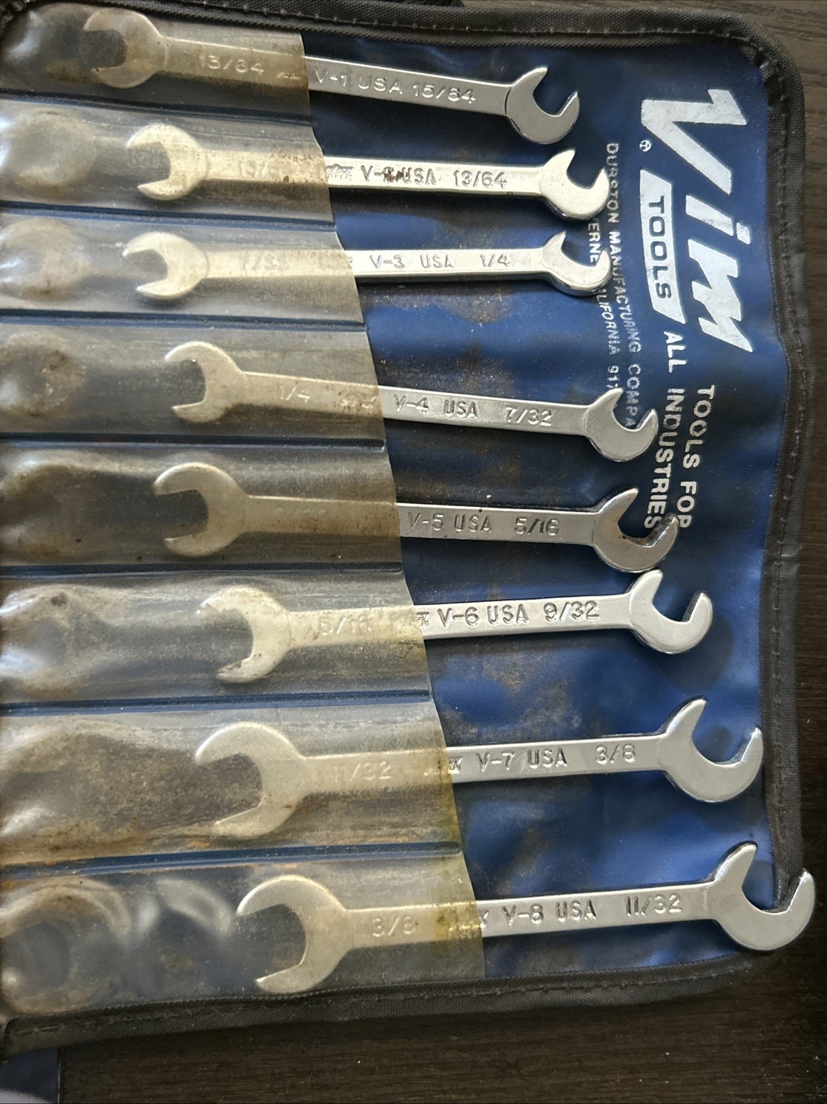 VIM Tools 8 Piece V1-V8 SAE Ignition Mini Wrench Set Made in USA