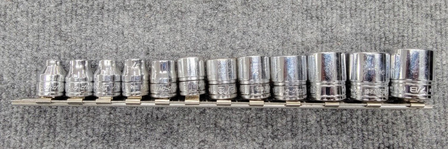 Snap-on 3/8″ Drive 1/4-7/8″ Complete SAE 12-point 12pc Set Shallow F-081 – F-281