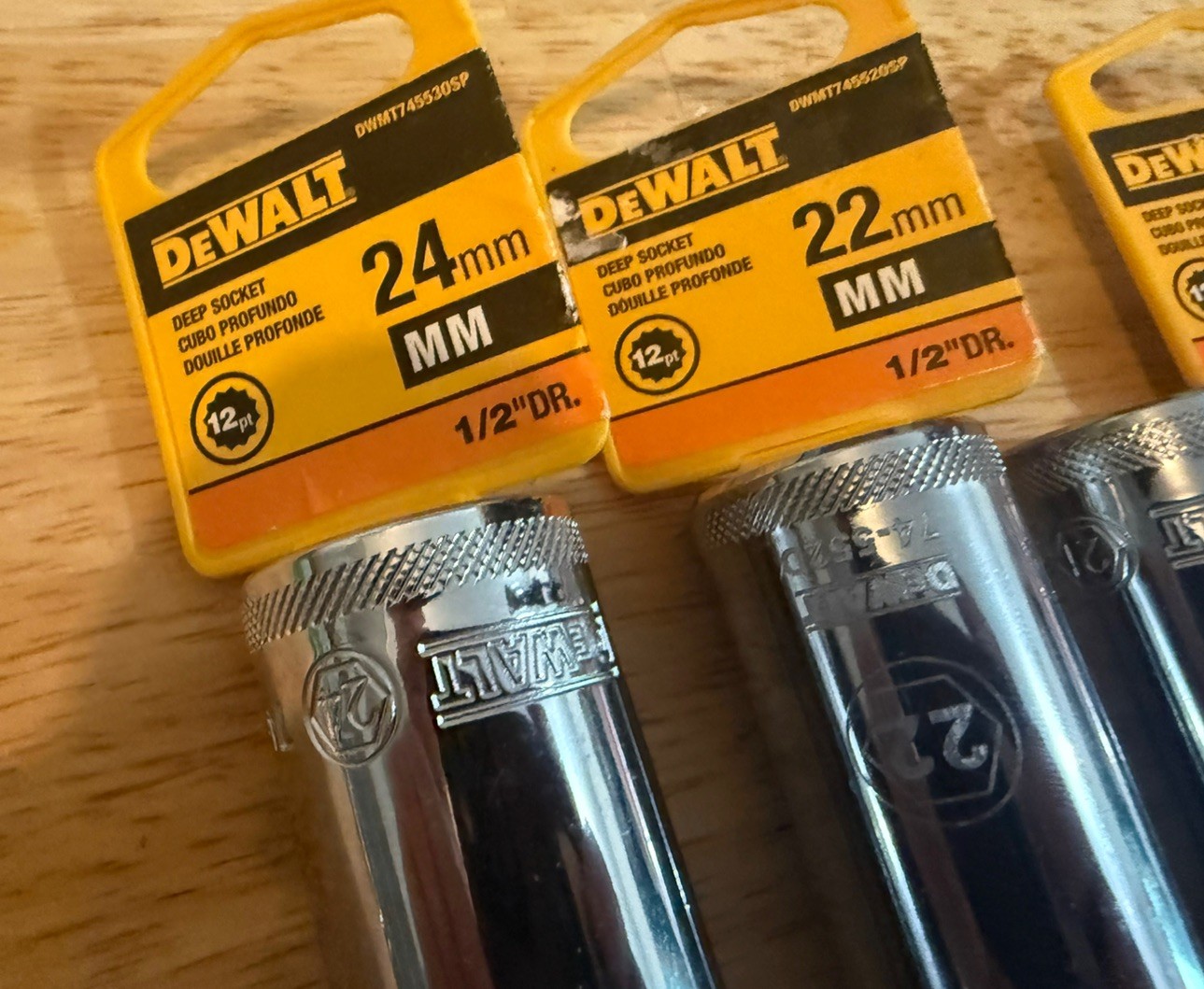 Dewalt 1/2” drive 12 point Sockets – 6 total NEW metric Deep