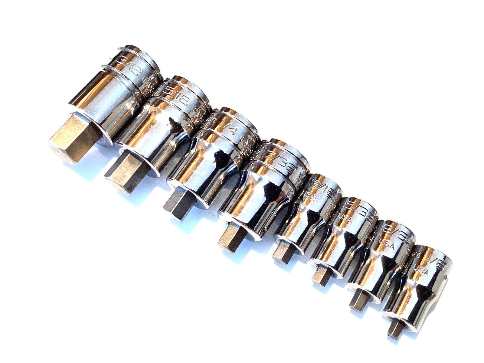 Snap On 8 Piece Combo Drive SAE Stubby Hex Driver Bit Socket Set 208EFTAXSY MINT