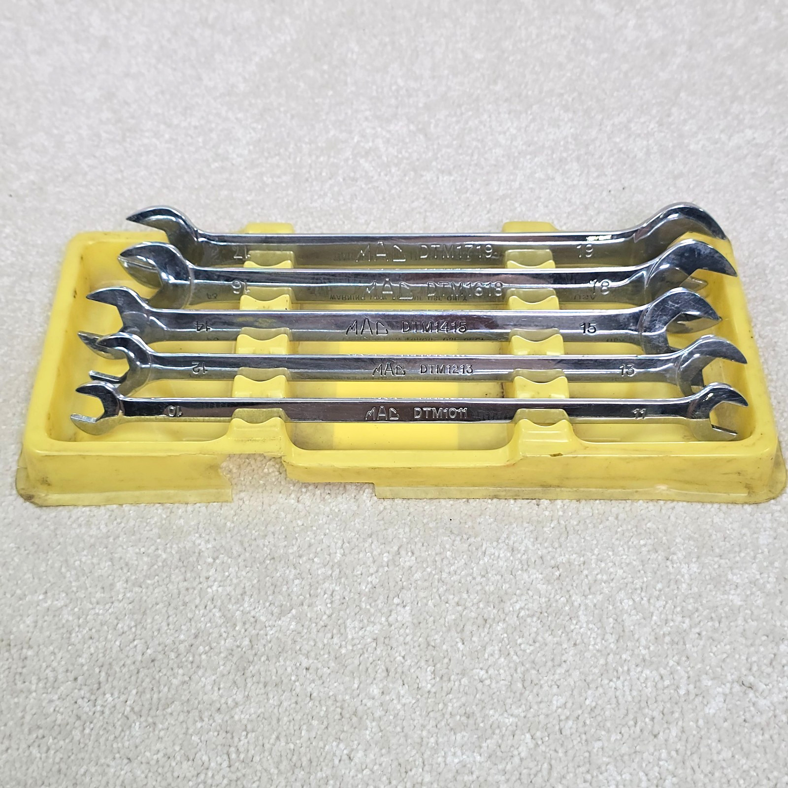 Mac Tools 5pc Metric Open End Tappet Wrench Set 10mm-19mm Thin Beam DTM50K Tray