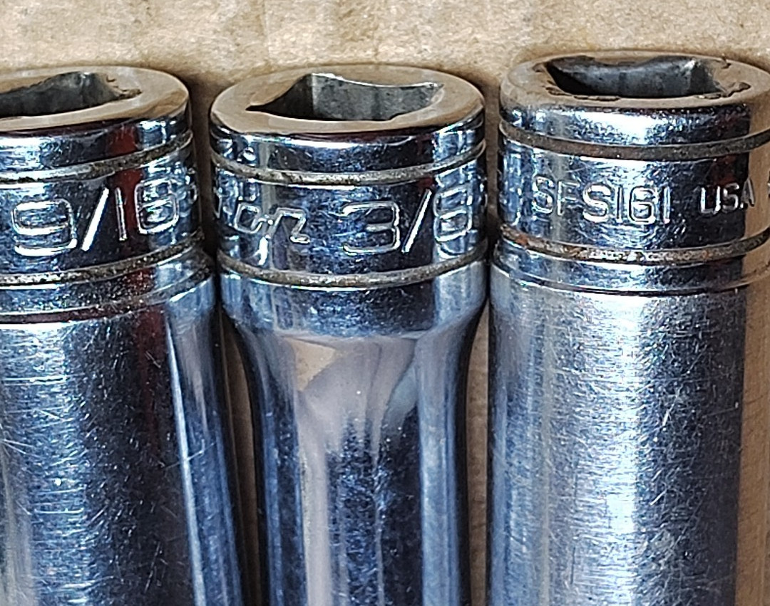 3pc Snap-On Tools 3/8″ Dr 12-Point Socket SAE Chrome Deep SFS121, SFS161, SFS181