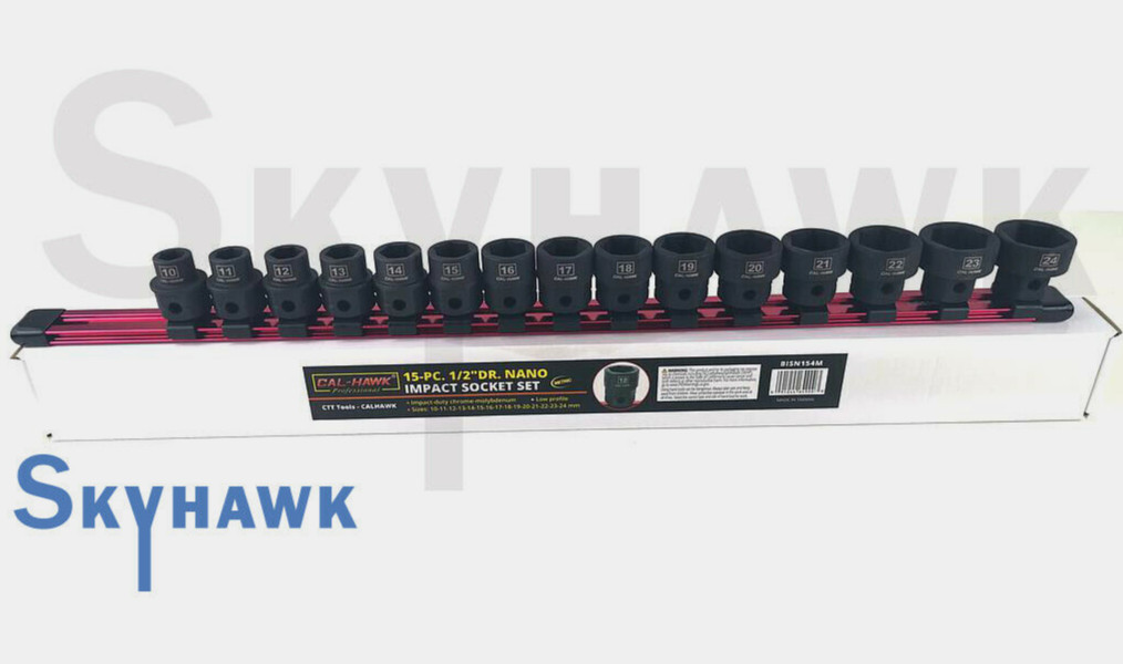 15 Pc 1/2″ Drive Nano OR low profile Impact socket set METRIC