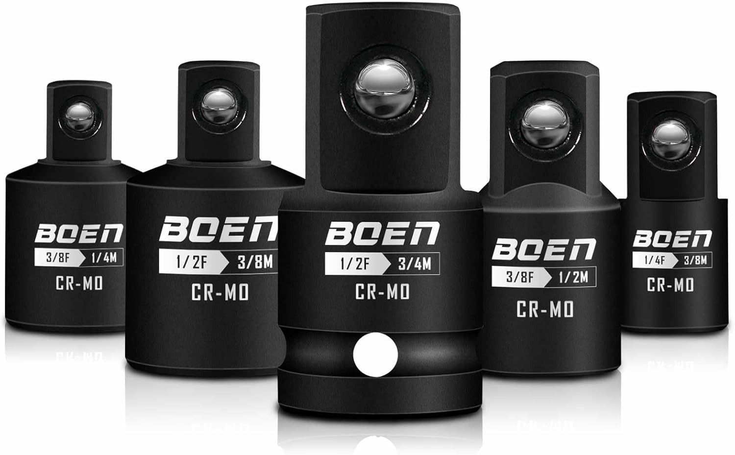 Professional 5-Piece Socket Adapter Set with Black Manganese Phosphate Coating