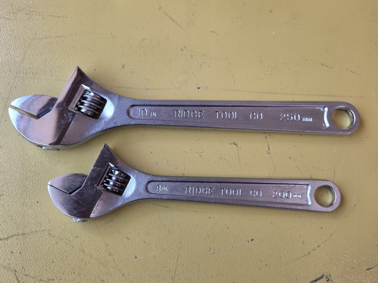 NOS USA Ridge Tool Co Ridgid 2 Pc Adjustable Wrench Set 8″ 10″ 708 710