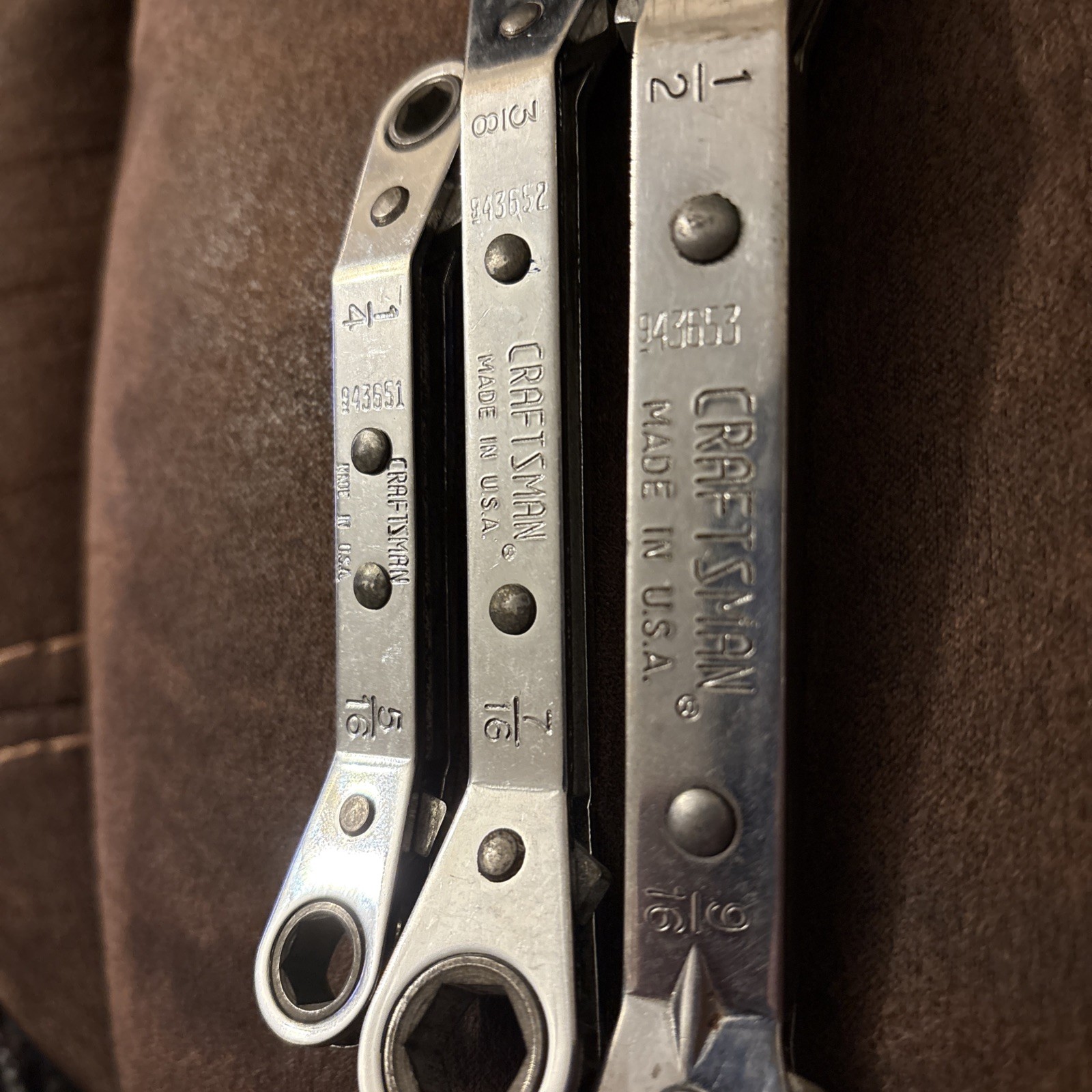 3 VTG Craftsman Box End Ratchet Wrench 1/4″ to 9/16″ USA 6 Point Pat Pen Rare