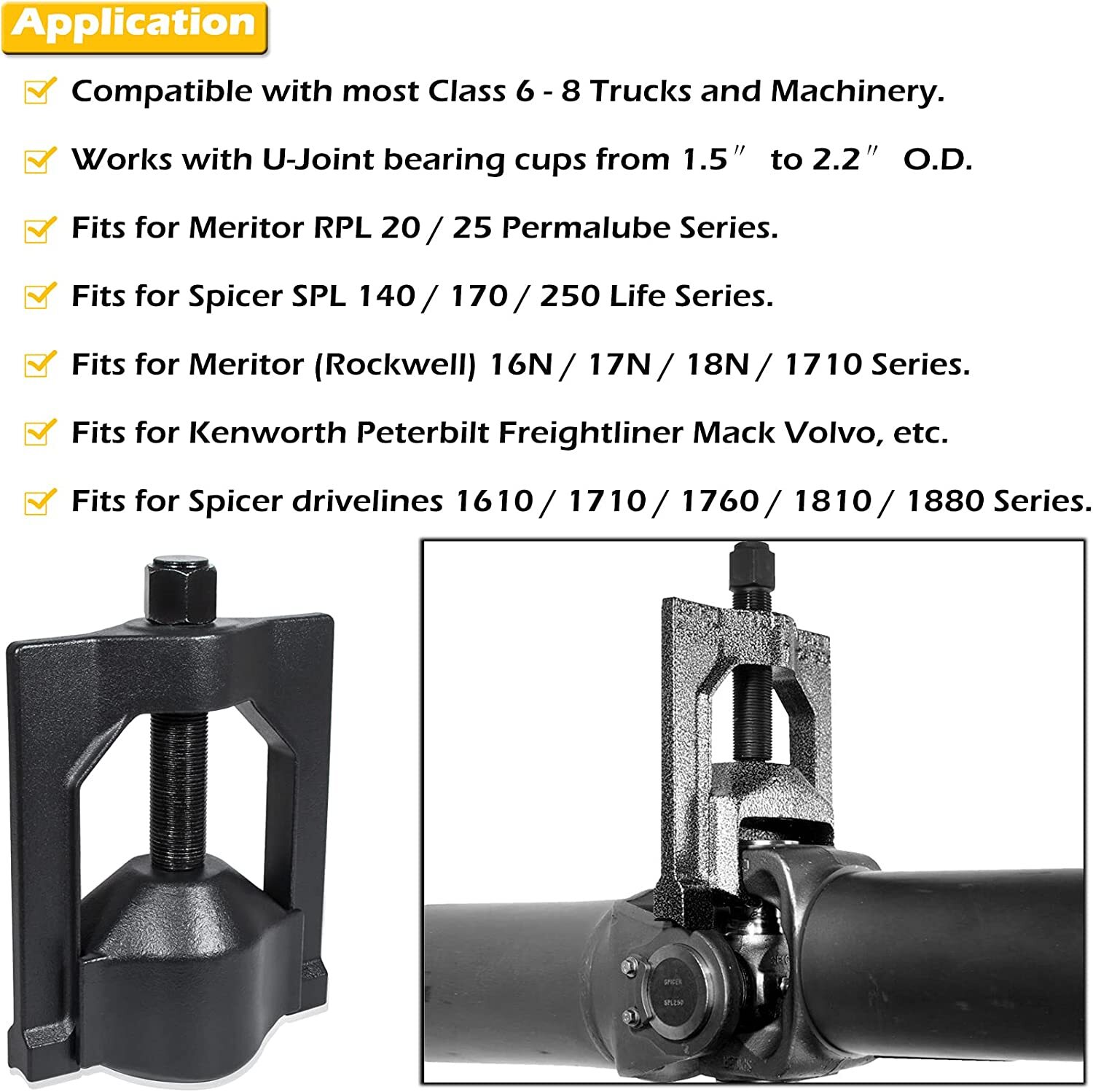 Heavy Duty Truck 10102 Universal U Joint Puller + 5192 Bearing Cup Installer