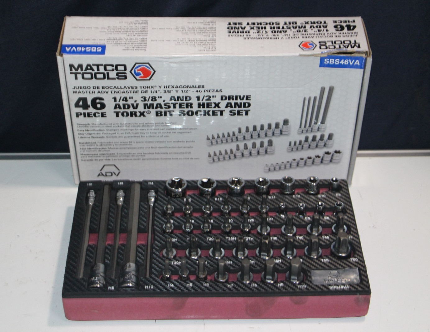 Matco Tools (SBS46VA) 1/4″, 3/8″, and 1/2″ Master Hex and Torx Bit Socket Set