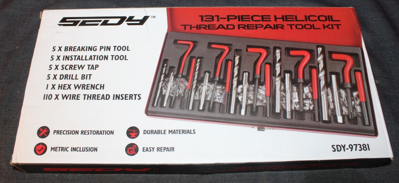 SEDY Helicoil Thread Repair Kit Metric Rethread Tool M5 M6 M8 M10 M12 AO4079122
