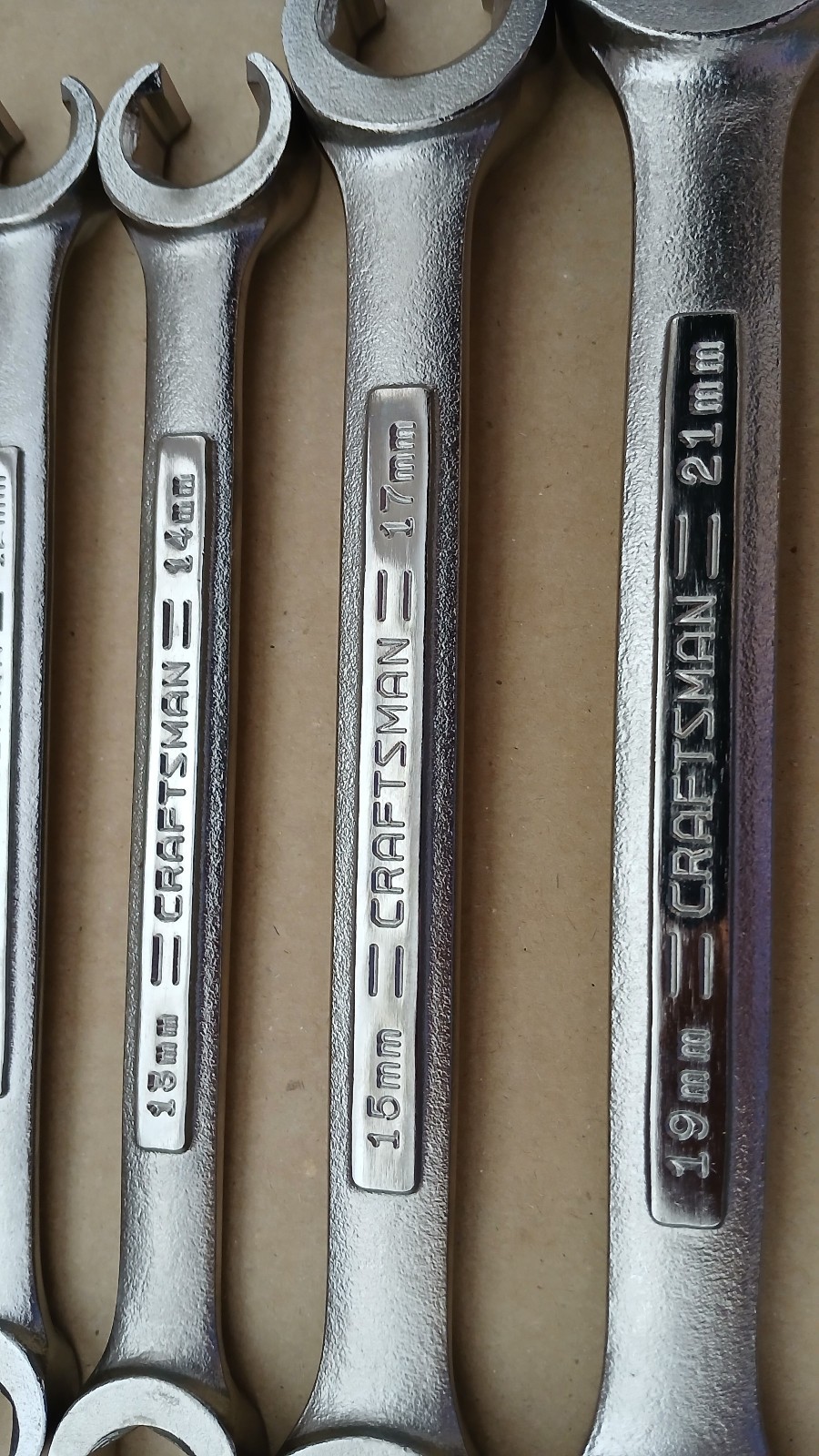 NEW CRAFTSMAN VINTAGE SEARS 5pc METRIC Flare Nut Wrench Set VA VV 9mm – 21mm USA