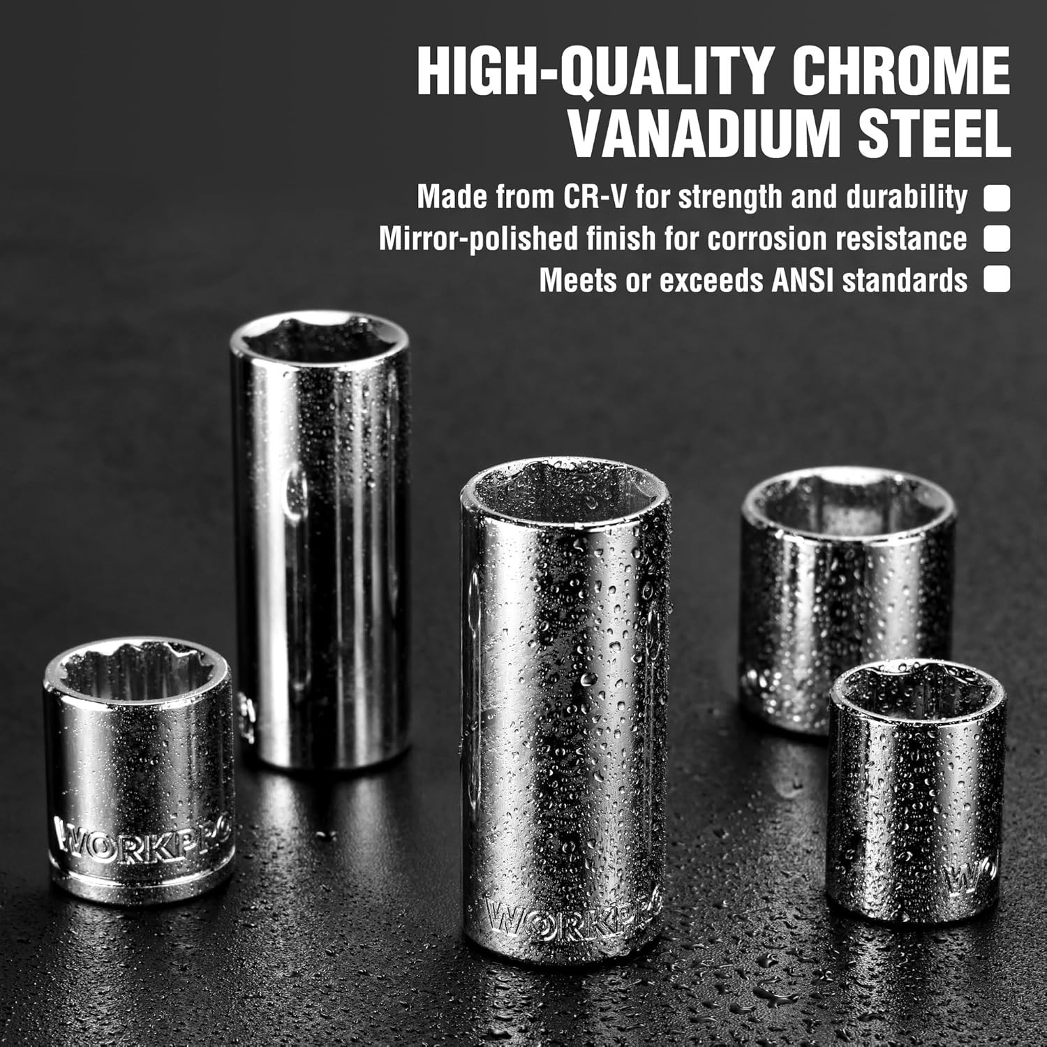 450-Piece Drive Socket Set 1/2″ 1/4″ 3/8″, CR-V Metric and Imperial with Quick-R