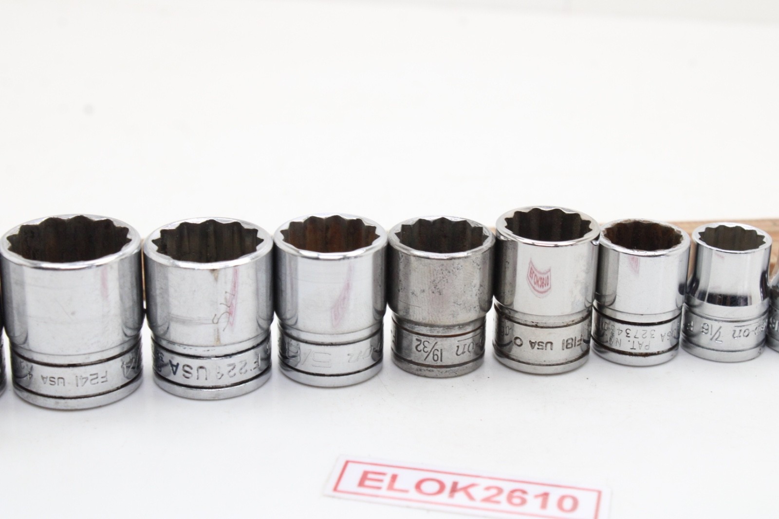 Snap-on F081 – F281 1/4-7/8″ 3/8″ Drive 12 Point 12 Piece SAE Chrome Set USA