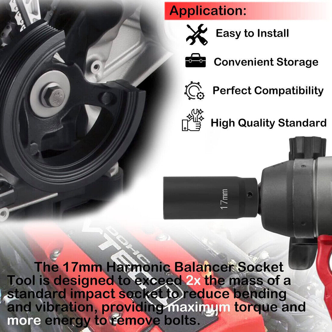 77060 17mm Harmonic Balancer Socket For Honda Engines Balancer Socket