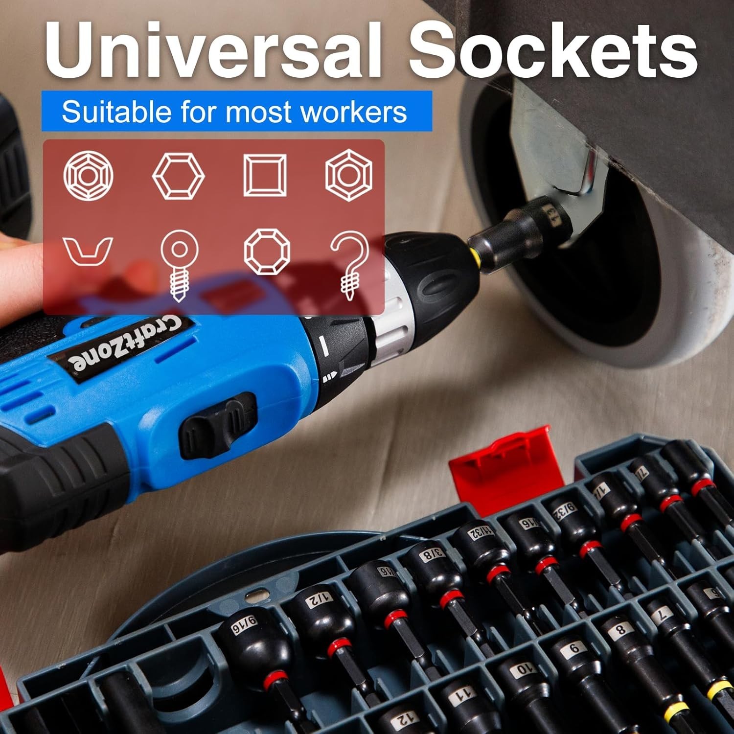 80pc Magnetic Impact Nut Driver Set Metric & SAE with Socket Adapters Bit Holder