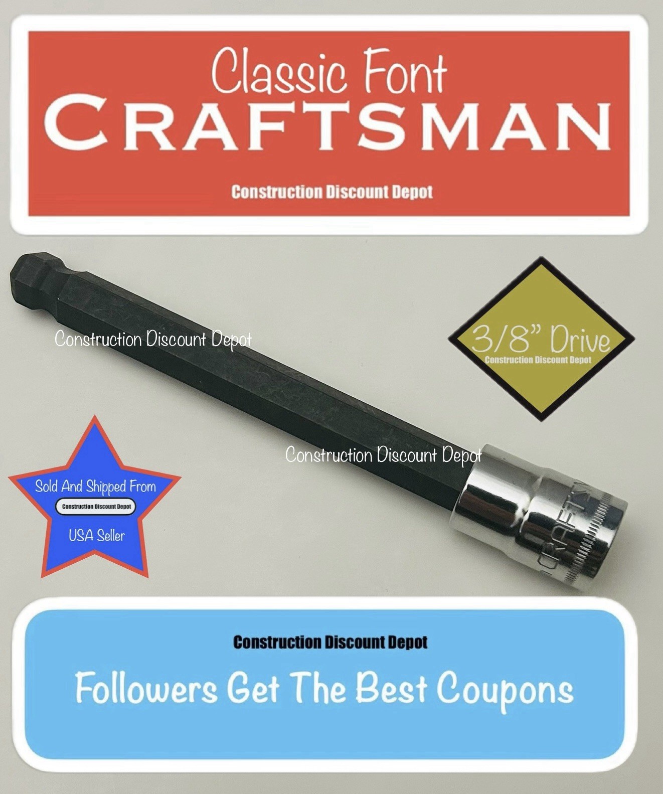Craftsman Sockets 3/8″ Drive 4-3/4″ LONG 8MM Hex Allen Bit Socket 17573 8 MM