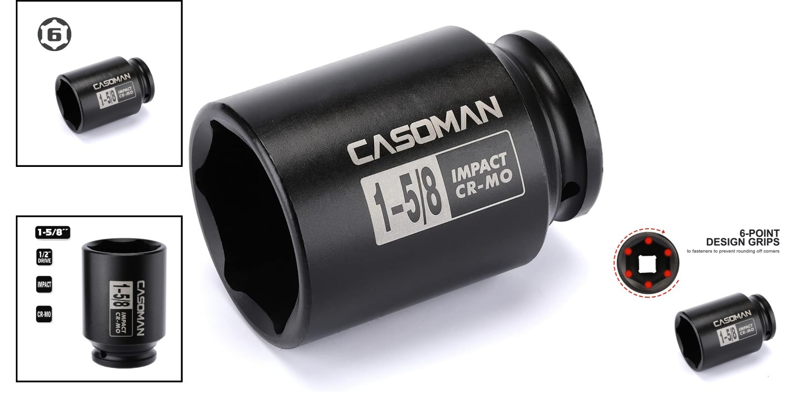 6-Point 1/2-Inch Drive Deep Impact Socket- 1-5/8″ (SAE), 1-5/8 in.