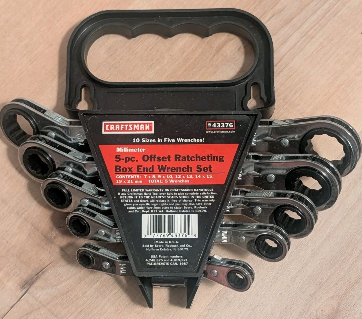 Craftsman USA 5 Piece Metric Offset Ratcheting Box End Wrench Set
