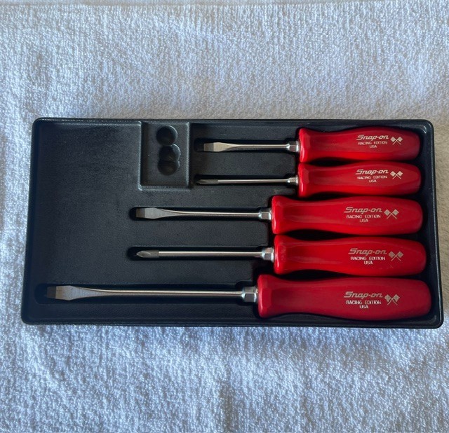 VTG Snap On Tools Racing Edition 5 Piece Screwdriver Set Red Handles SDX500R