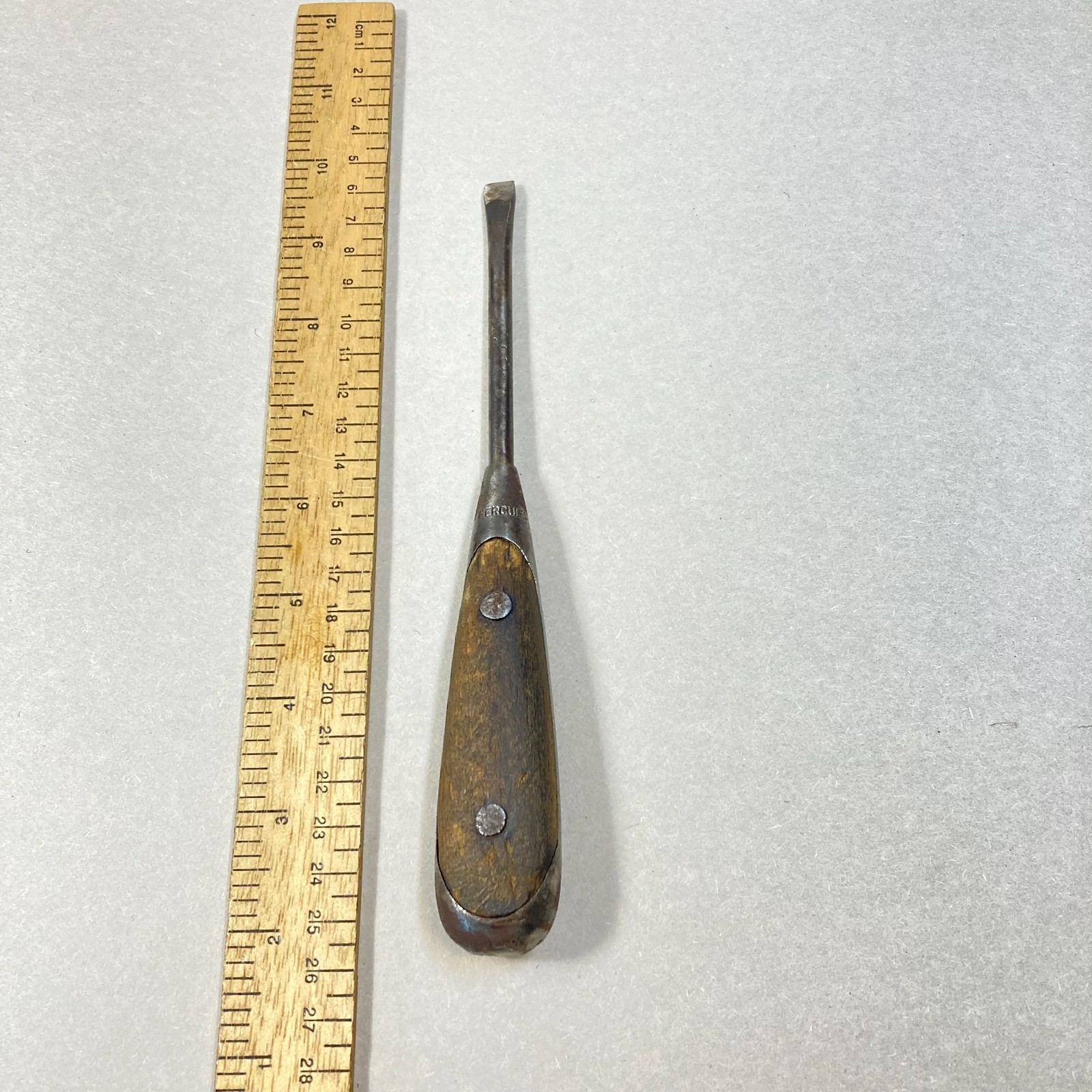 Vintage Hercules Perfect Screwdriver Flat Slotted Wood Handle 8″