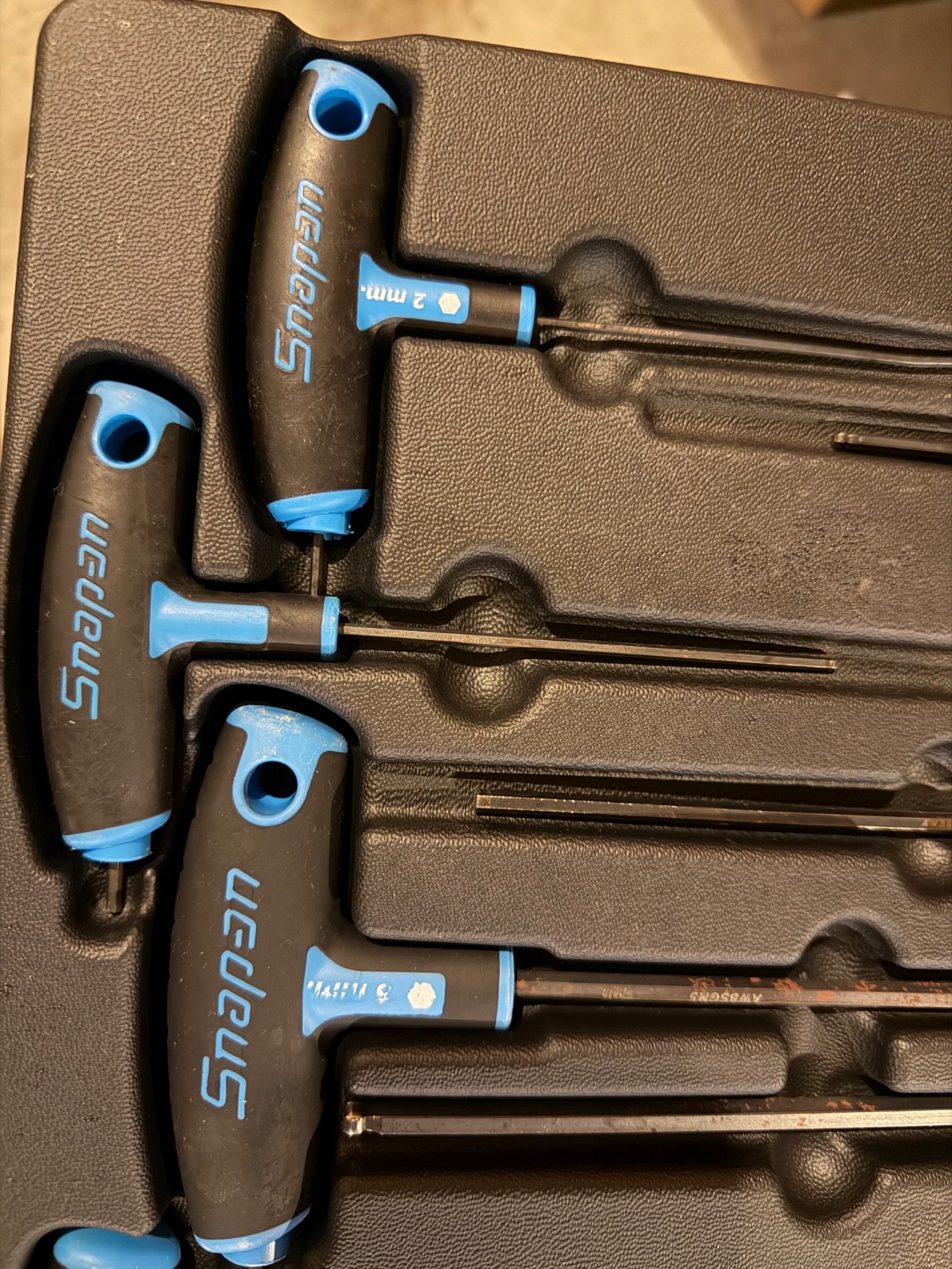 Snap On AWSGM800A Blue 8 piece Metric T / L Shaped Combination Hex Wrench Set