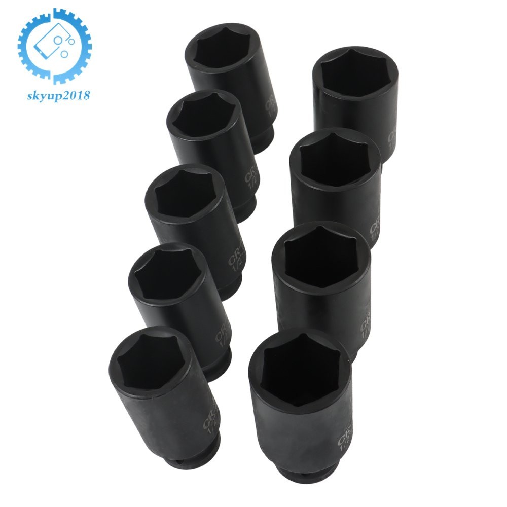 9pcs 29-38mm 1/2″ Drive Metric Axle Hub Nut Socket Deep Impact Socket Tool Kit