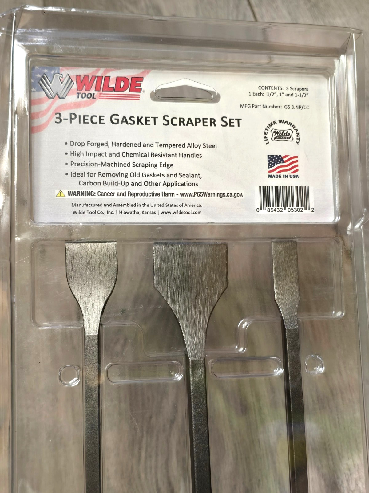 WILDE Tools USA GS3.NP-CC 3pc Gasket Scraper Set w/1/2″, 1″ & 1-1/2″ Wide Blades