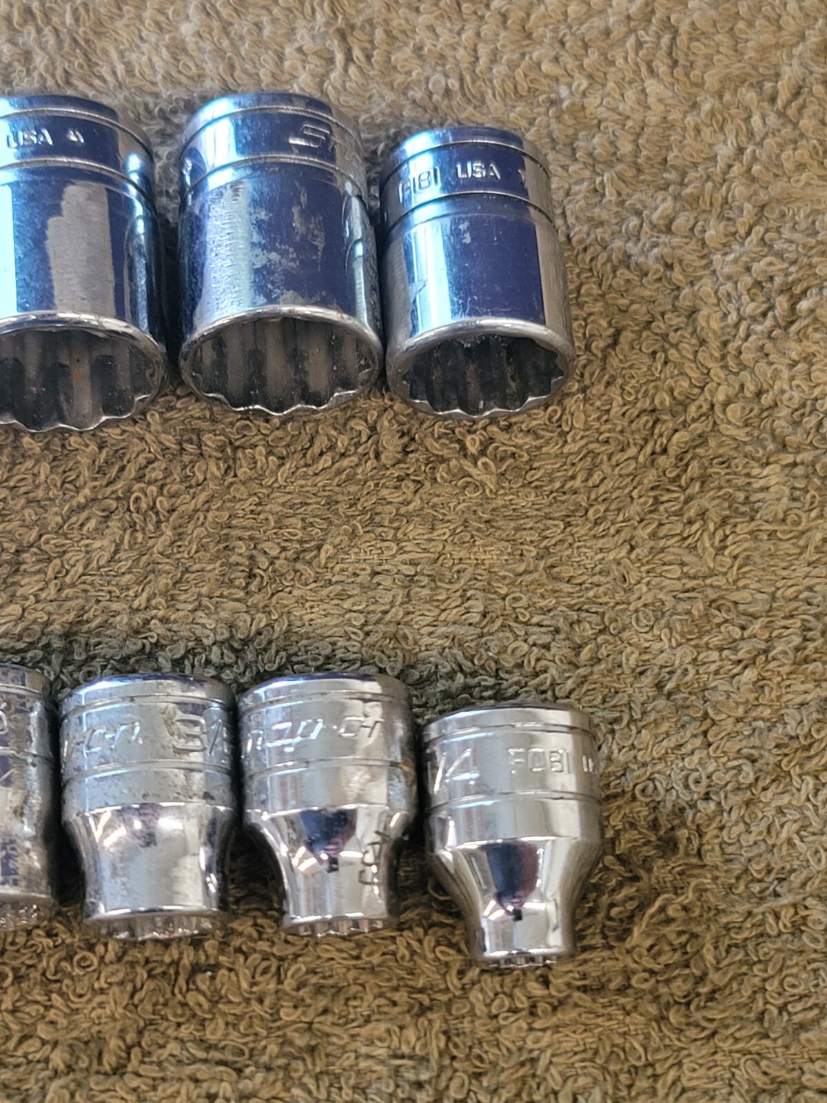 9 Snap-on F241 201 081 Sae Socket Set 3/8″ Drive 3/4 11/16 5/8 9/16 1/2 5/16 1/4