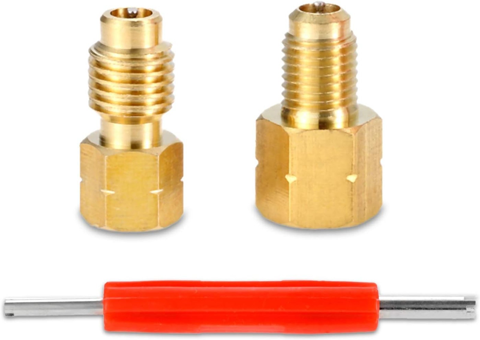 R1234yf Adapter with Valve Core Brass Conversion Kit 1/4 Inch SAE Female FL to