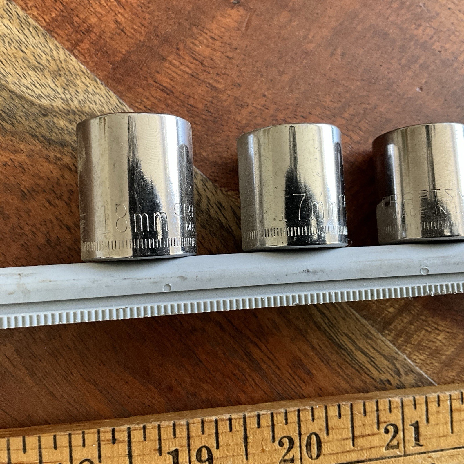 Vtg Craftsman 3/8″ Drive Metric Shallow Socket Incomplete Set 6 Point 18mm-9mm