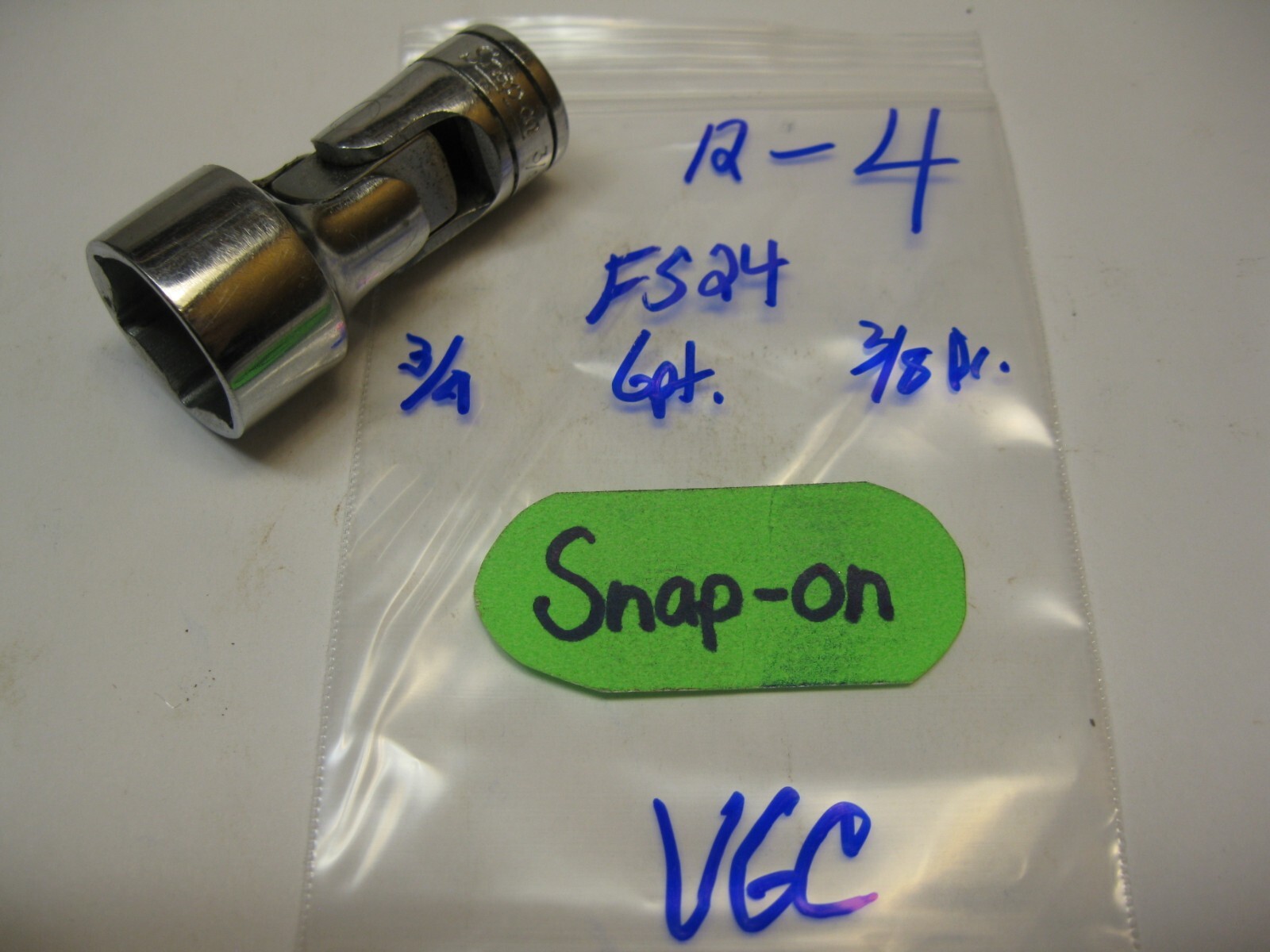 Snap-on tools 3/»8 drive 3/4 SAE 6 point swivel socket FS24 Nice!