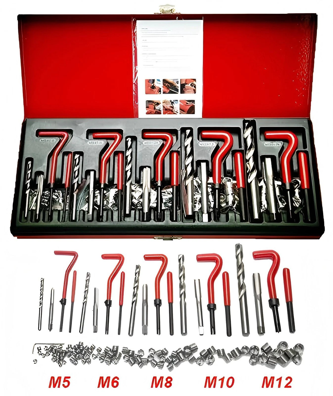131Pcs Set & Metric Rethreading Tool Kit M5 M6 M8 M10 M12 Helicoil Thread Repair