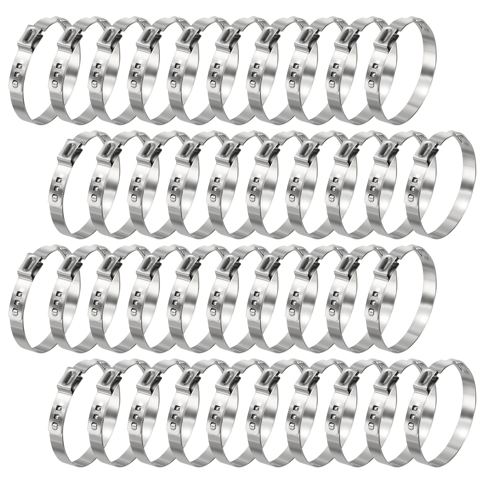 40 Packs 304 Stainless Steel Single Ear Hose Clamps, Working Range 36.4-39.6mm